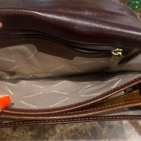 Gianni Conti Brown Leather Crossbody Bag Made In Italy - Picture 6 of 13